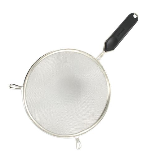 Fackelmann 42346 Passoire Tamis, Passoire, Passoire Avec Manche, Passoire De Cuisine, Tamis, Tamis De Cuisine, Acier Étamé, Plastique, Noir, 18 Cm