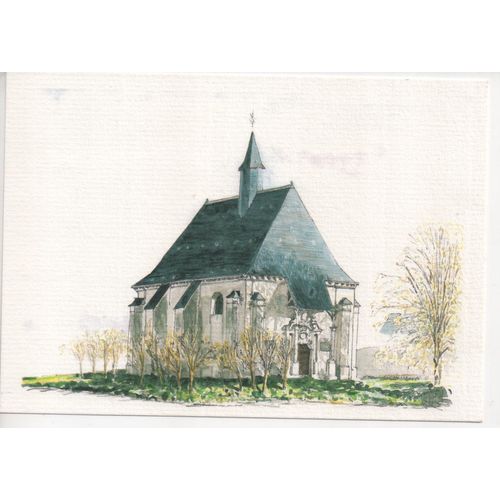 Jarzé - Chapelle Notre-Dame De Montplacé, Aquarelle Marc Wattel (Carte Postale 49 Maine-Et-Loire)