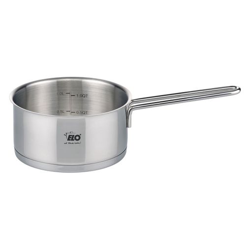 Elo 7243626 Casserole Avec Long Manche En Inox, Casserole De Cuisine, Convient À Tous Types De Feux, Acier Inoxydable, 16cm, 1,3l