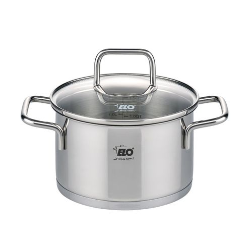 Elo 7242026 Faitout Inox À Induction, Faitout Inox, Marmite En Inox De 20 Cm, Faitout Avec Couvercle En Verre, Acier Inoxydable, Verre, 20 Cm