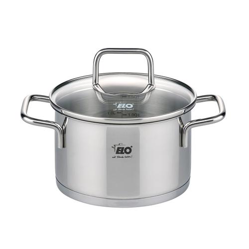 Elo 7241626 Faitout Inox À Induction, Faitout Inox, Marmite En Inox De 16 Cm, Faitout Avec Couvercle En Verre, Acier Inoxydable, Verre, 16 Cm