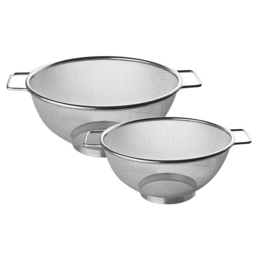 Fackelmann 9983650 Set De 2 Passoires Inox, Passoires Chinois, Tamis, Chinois, Acier Inoxydable, Argent, Diamètres 20 Cm Et 26 Cm