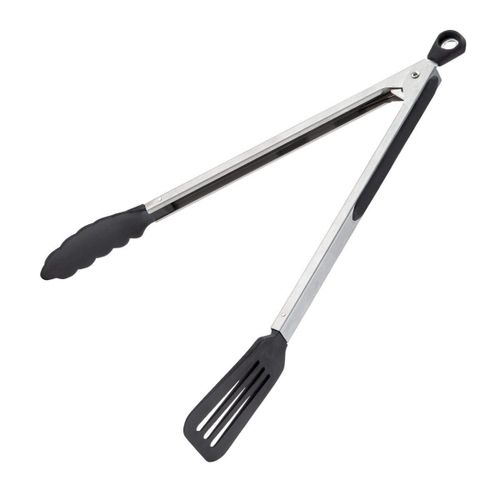 Fackelmann 40281 Pince De Cuisine Inox, Spatule De Cuisine, Pince Pâtes, Acier Inoxydable, Plastique, 35 Cm