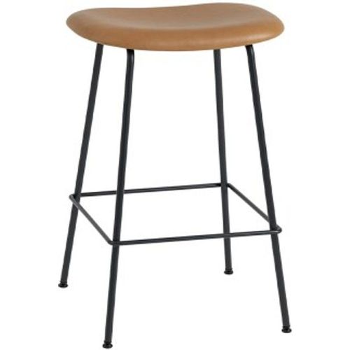Tabouret Fiber Cuir Cognac & Piètement Acier H66 Cm - Muuto