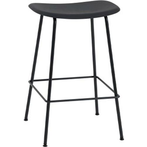 Tabouret Fiber Composite Bois Et Plastique Noir & Piètement Acier H66 Cm - Muuto