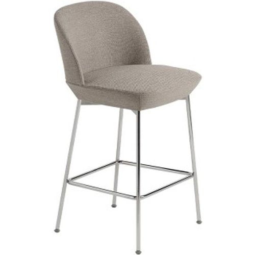 Tabouret Oslo Tissu Beige Ocean 32 Et Piètement Chrome H93,5 Cm - Muuto