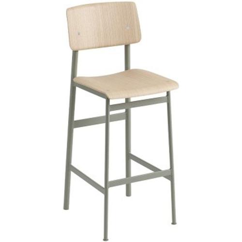 Tabouret De Bar Loft Chêne Et Acier Dusty Green H108,5 Cm - Muuto