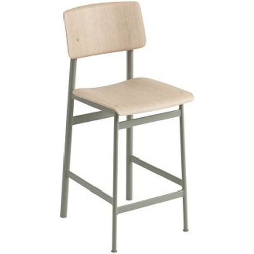 Tabouret Loft Chêne Et Acier Dusty Green H98,5 Cm - Muuto