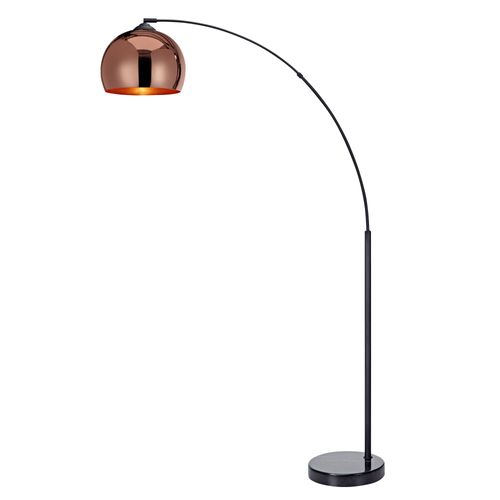 Lampadaire Arquer Arc Lampe De Salon Abat-Jour Rose Doré Pied Marbre Noir Teamson Home Vn-L00011-Eu