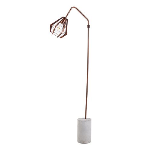 Lampadaire Rustica Lampe De Sol Sur Pied Cuivrée Avec Ciment Vn-L00046-Eu