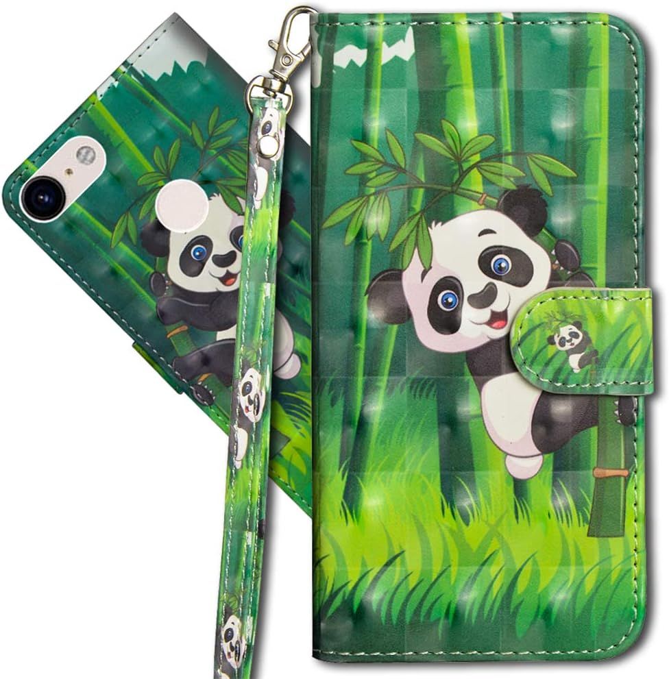 Google Pixel 3a Xl Etui A Rabat 3d Design Portefeuille Housse [Magnetique] [Fonction Stand] [Porte Carte] Pu Cuir Protection Coque Pour Google Pixel 3a Xl. Yx 3d - Panda Bamboo