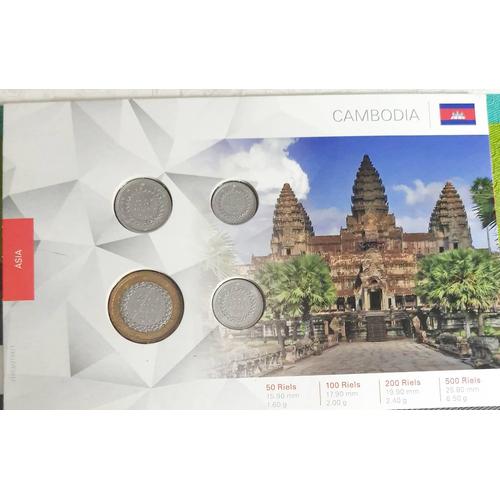 Plaquette 4 Pieces Neuves  Riels Cambodge