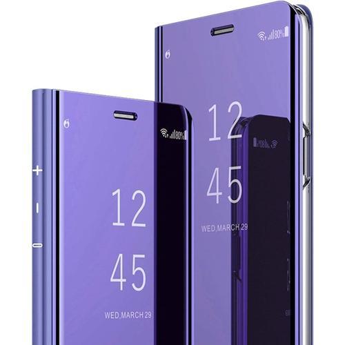 Samsung A30s Miroir Housse Coque Etui A Rabat, Mirror Smart View Standing 360° Protecteur Etui Coque Pour Samsung Galaxy A30s / A50s. Flip Mirror: Purple