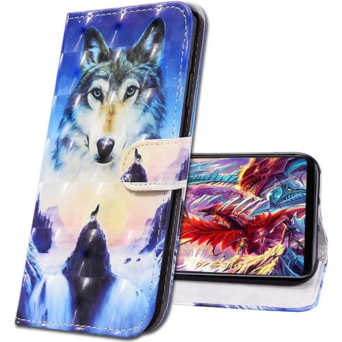 Samsung Note 20 Etui A Rabat 3d Design Portefeuille Housse [Magnetique] [Fonction Stand] [Porte Carte] Pu Cuir Protection Coque Pour Samsung Galaxy Note20 5g. Cy Sunrise Wolf