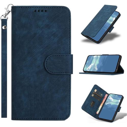 Coque Pour Xiaomi Redmi Note 10 Pro 4g/10 Pro Max,Protection Housse En Cuir Premium Pochette Rabat Portefeuille Clapet Magnetique Flip Etui Avec Bequille Et Fentes De Cartes,Antichoc Case-Bleu