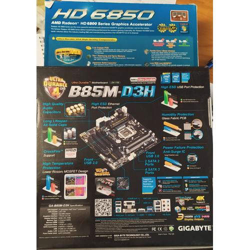 KIT CM GIGABYTE B85D3H + I5 4460 3,4Ghz + VENTIRAD AKASA VENON NANO + 16 Go DDR3 CL9 + CARTE GRAPHIQUE RADEON HD6850