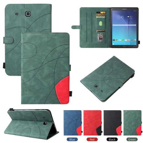 Coque Pour Samsung Galaxy Tab E 9.6/Sm-T560 Tablette Housse,Etui Pour Tablet Samsung Galaxy Tab E 9.6/Sm-T560 Pu Housse Flip Coque Avec Built Stand Et Magnétique Fermeture Bande,Vert