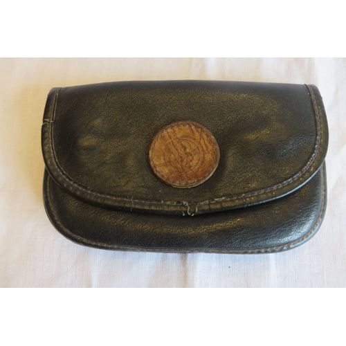 Ancien Portefeuille Porte Monnaie Cuir