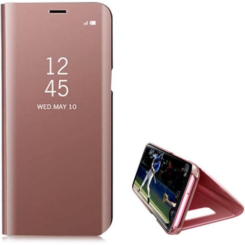 Coque Pour Samsung Galaxy Note 4, Housse Coque Etui Flip Case Miroir Plastique Rigide Avec Fonction Support Cuir Antichoc Protection Cover Pour Samsung Galaxy Note 4,Or Rose