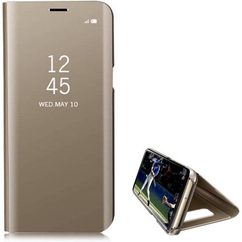 Coque Pour Samsung Galaxy Note 4, Housse Coque Etui Flip Case Miroir Plastique Rigide Avec Fonction Support Cuir Antichoc Protection Cover Pour Samsung Galaxy Note 4,Or