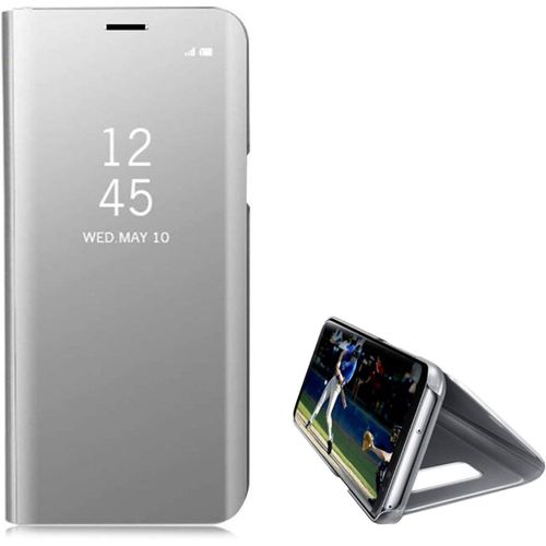 Coque Pour Samsung Galaxy Note 4, Housse Coque Etui Flip Case Miroir Plastique Rigide Avec Fonction Support Cuir Antichoc Protection Cover Pour Samsung Galaxy Note 4,Argent