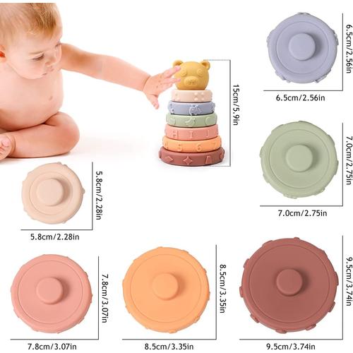 Tour Souple Empilable Jouets Sensoriel Dentition pour Bébé pour Jeu  D'empilement, Jouet Bebe 1 an, Jeux Educatif Montessori Jouets à Presser  Cadeau pour Bebe Enfant 6 9 12 Mois 1 2 Ans