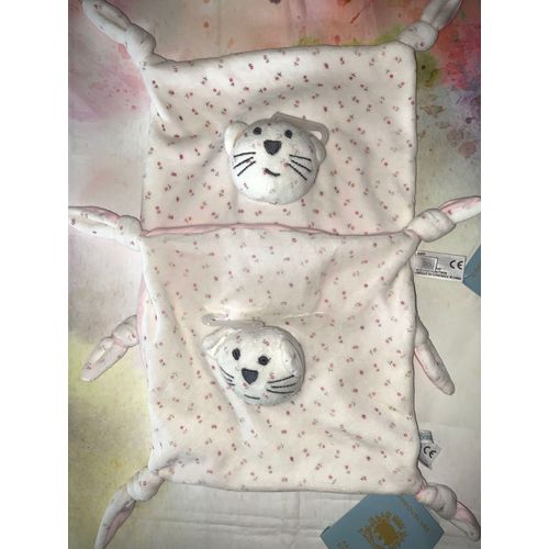 Doudou Chat Bout'chou Monoprix Plat Fleurs Roses Peluches Jouet Bebe Lot Naissance