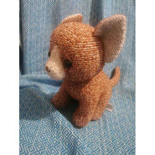 Doudou Peluche Chat Marron Chiné Écru Assis Aurora
