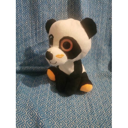 Doudou Peluche Panda Assis Gros Yeux Orange Bisous Forest Distribution