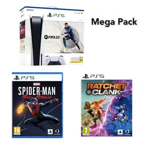 Pack Console Sony Playstation 5 Standard Fifa 23 + Spiderman Miles Moraless + Ratchet & Clank
