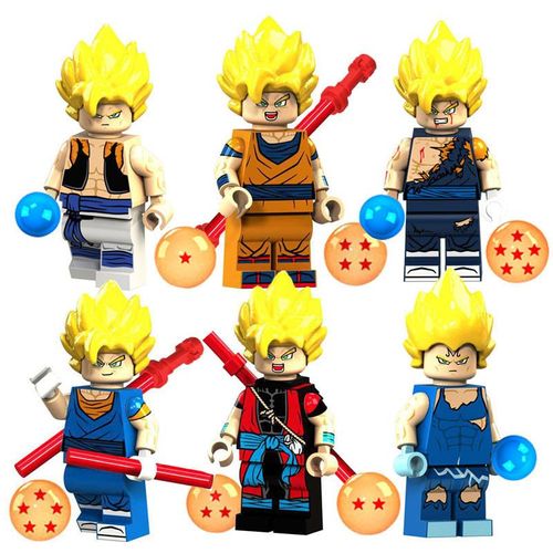 Dragon Ball Blocs De Construction Sun Goku Vegeta Bejeweled Poupée Assemblée 6pcs