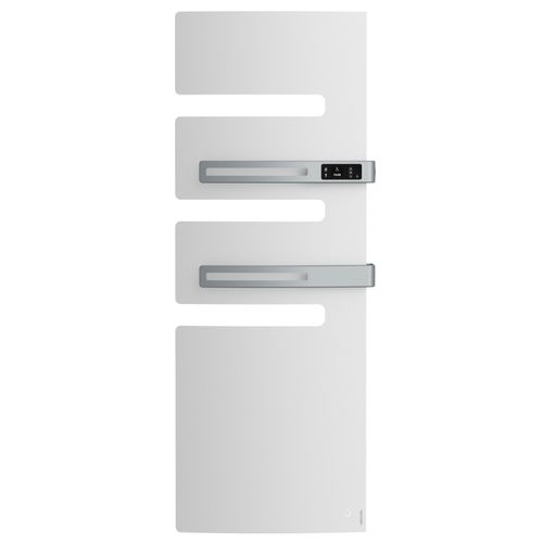Radiateur sèche-serviettes électrique connecté SERENIS PREMIUM mât à gauche 1000+750W blanc carat - ATLANTIC - 850435