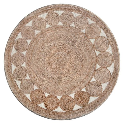 Vercai Rugs Collection Brady - Tapis Rond À Poils Longs - Carpet Doux Pour Le Salon - Polyester - Beige - 90x90 Cm