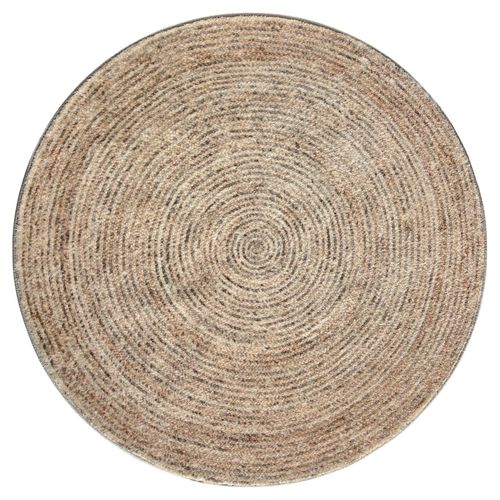 Vercai Rugs Collection Brady - Tapis Rond À Poils Longs - Tapis Pour Salon - Polyester - Beige - 150x150 Cm