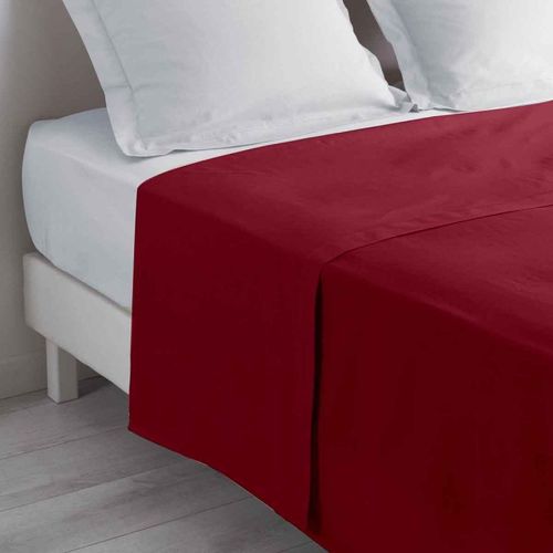 Drap Plat En Coton "Biolina" 180x290cm Bordeaux