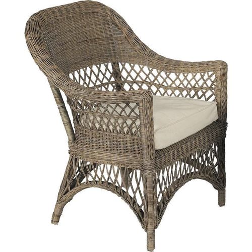 Fauteuil En Rotin Gris Avec Coussin Polo