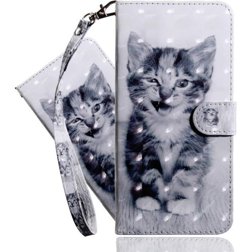 Google Pixel 3a Étui Pu Cuir 3d Désign Magnétique Clasp Antichoc Durable Bookstyle Porte Carte Stand Étui À Rabat Coque Pour Google Pixel 3a Little Smile Cat Bx