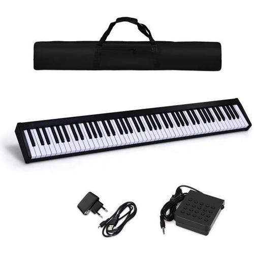 Costway Clavier Piano Numérique Portable 88 Touches Fonction Bluetooth App Microphone Interface Midi/Usb 128 Rythmes 20 Démos Noir