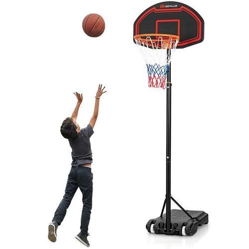Costway Panier De Basket-Ball Sur Pied Hauteur Réglable 155?210 Cm Portable Sur Roulettes Avec Panneau Arrière Pour Enfant/Adultes