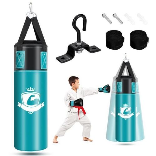 Costway Sac De Frappe Enfants 60cm Avec Gants De Boxe Bandage 240 Cm Sac De Rangement Entraînement Au Karaté Taekwondo Vert