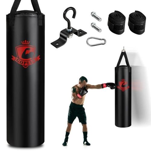 Costway Sac De Frappe Enfants 100x30cm 28, 5kg Avec Gants De Boxe Bandages Sac Rangement Pour Karaté Taekwondo,Muay Thaï