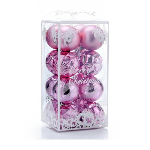 Boule de rose 6cm rose , suspension sapin 16pieces 