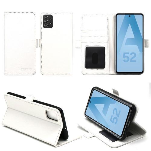 Samsung Galaxy A52 4g / A52 5g Etui Protection Portefeuille Blanc À Rabat Avec Porte Cartes - Housse Samsung Galaxy A52 4g / A52 5g Folio Blanche Coque Silicone Antichoc Smartphone 2021 - Accessoires Pochette Case