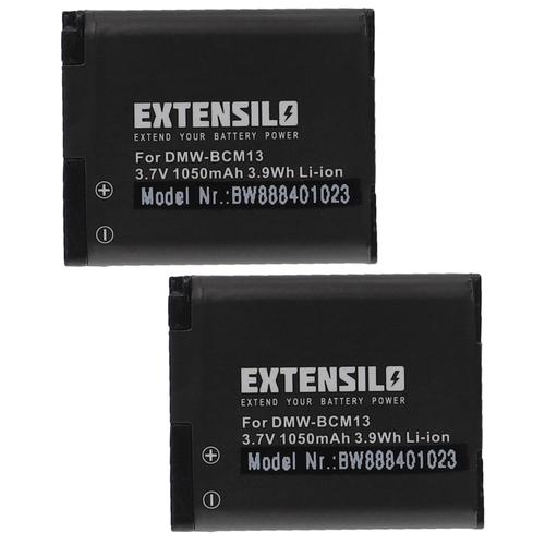 EXTENSILO 2x Batteries compatible avec Panasonic Lumix DMC-TZ40S, DMC-TZ40W, DMC-TZ41, DMC-TZ55 reflex numérique (1050mAh, 3,7V, Li-ion)