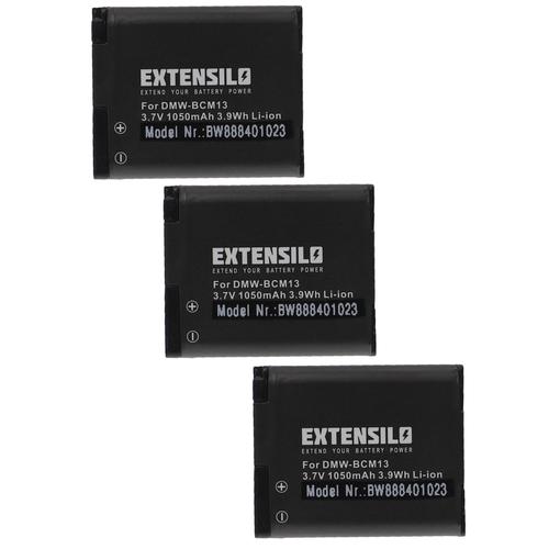 EXTENSILO 3x Batteries compatible avec Panasonic Lumix DMC-TZ40S, DMC-TZ40W, DMC-TZ41, DMC-TZ55 appareil photo, reflex numérique (1050mAh, 3,7V, Li-ion)