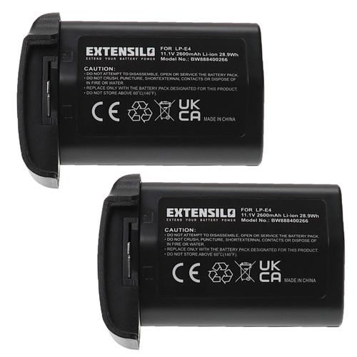 EXTENSILO 2x Batteries compatible avec Canon EOS 1D Mark III, 1D Mark IV, 1Ds Mark III, 1D X reflex numérique (2600mAh, 11,1V, Li-ion)