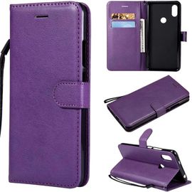 Compatible Avec Coque Xiaomi Redmi S2, Flip Rabat Cuir Portefeuille Housse Avec Fentes Pour Cartes, Magnetique Fonction Stand Etui A Rabat Violet & 2x Verre Trempe