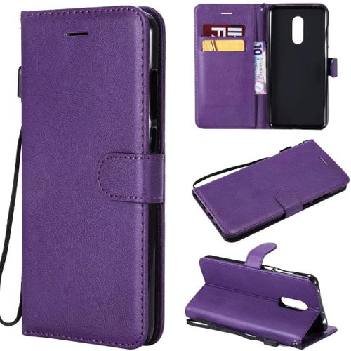 Compatible Avec Coque Xiaomi Redmi 5 Plus, Flip Rabat Cuir Portefeuille Housse Avec Fentes Pour Cartes, Magnetique Fonction Stand Etui A Rabat Violet & 2x Verre Trempe