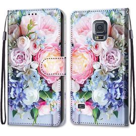 Pochette Coque Pour Samsung Galaxy S5 Etui En Cuir Flip Lirves Pu Avec Tpu Silicone Antichoc Housse Support Portable Wallet Elegant Protection Etui Pour Samsung Galaxy S5 5.1"",Bouquet