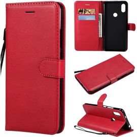 Compatible Avec Coque Xiaomi Redmi S2, Flip Rabat Cuir Portefeuille Housse Avec Fentes Pour Cartes, Magnetique Fonction Stand Etui A Rabat Rouge & 2x Verre Trempe